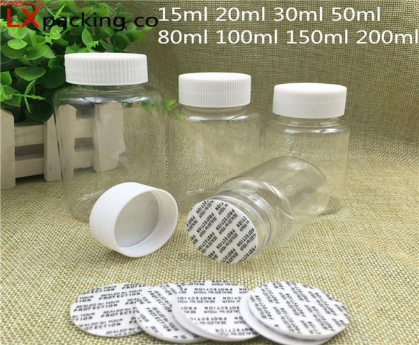 

50pcs 100ml clear transparent empty plastic pack bottles jars pill candy bank good qty7357610