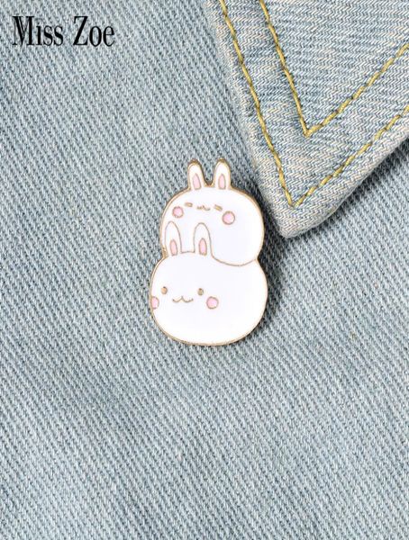

fat bunny enamel pins custom cute stacked rabbits brooch lapel pin shirt bag badge cartoon animal jewelry gift for kids friends7637809, Gray