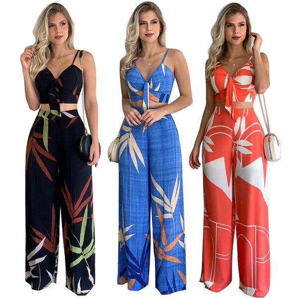 

new womens skims two piece set imitation linen casual tracksuit designer v-neck short tank high waist printed wide leg pants sets for women, White