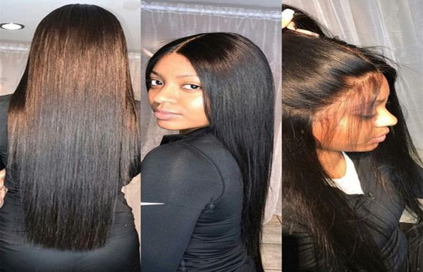 

100 brazilian virign remy human hair straight african american glueless full lace wig front lace wig6053150, Black
