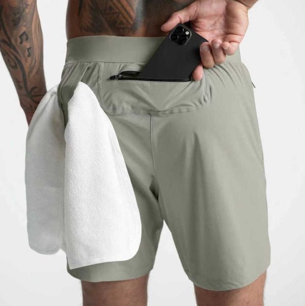 

lulu shorts men yoga sports shorts fifth pants outdoor fitness quick dry back zipper pockets s solid color casual runnings lemens fashion su, White;black