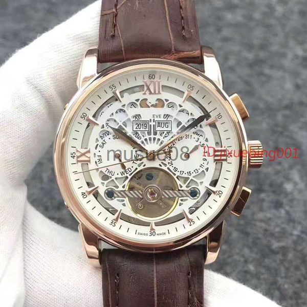 

other watches 2018 new brown leather mechanical men's stainless steel automatic watch sports mens self-wind watches tourbillon male 281, Slivery;black