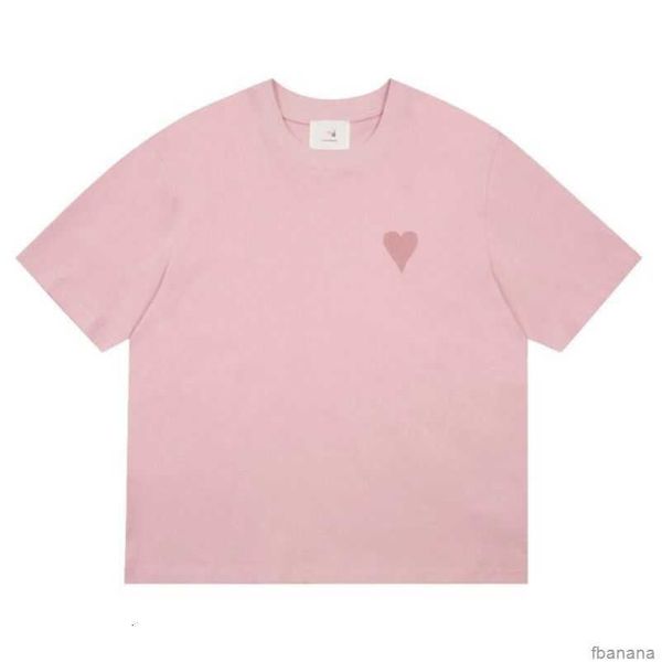 

designers amis paris t shirt 2023ss spring classic heart solid color big love round neck short sleeve t-shirt tees for men and women rccc, White;black