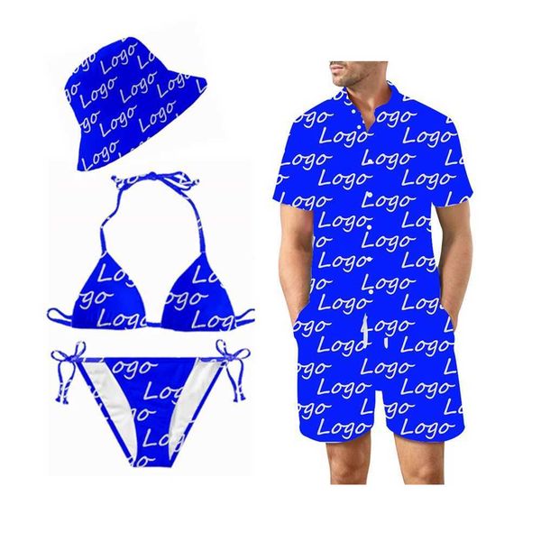 

custom couple matching swimsuits two piece high waisted bikini swimsuits trunks swim women and men bathing suits, White;black