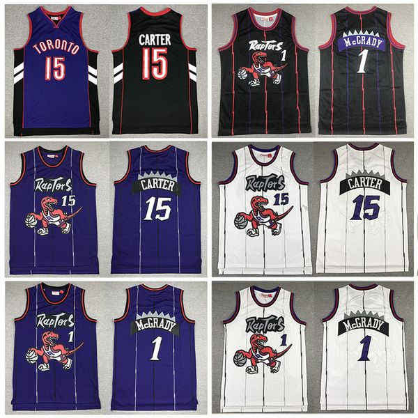 

stitched vince carter 1998-99 retro basketball jerseys tracy mcgrady raptorses mitchell ness t-mac shirt mesh mens purple vintage jersey, Black;red