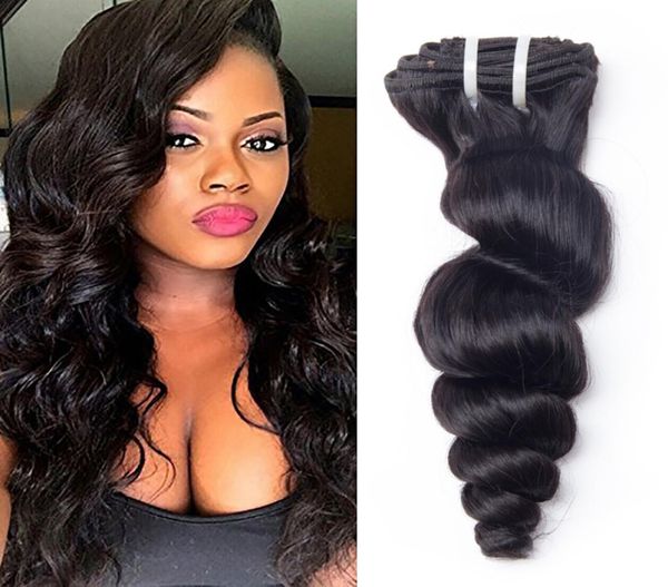 

human hair weave loose wave clip ins brazilian virgin hair extensions 10pcslot 100glot natural color loose wave hair5025585, Black;brown