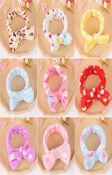 

18 style coral fleece soft bow headbands for women girls washing face sweet turban makeup hair bands headwear hair accessories da91155008, Slivery;white