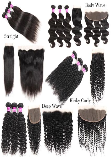 

new arrivals raw indian virgin hair straight body deep water wave kinky curly human hair weaves bundles with closure frontal exten1886318, Black