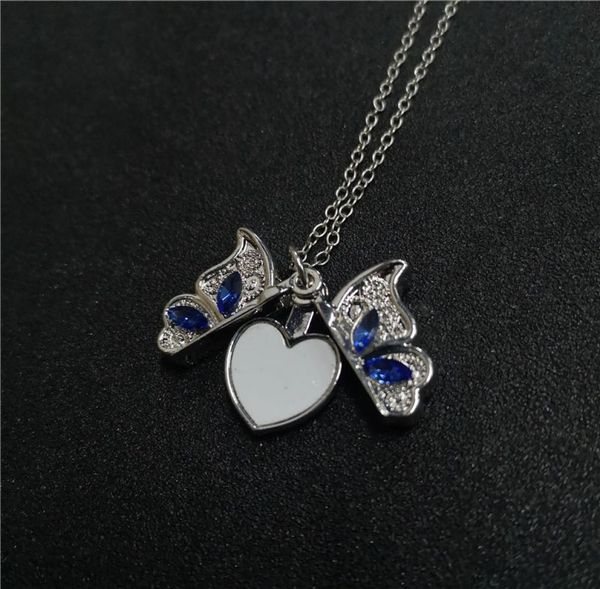 

sublimation blank new butterfly locket po necklaces pendants valentines day gift tranfer printing consumable factory 3188663, Silver
