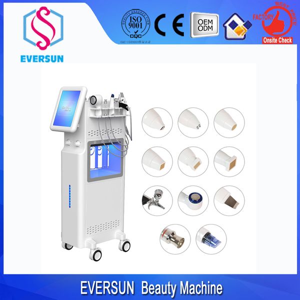 

multifunction facial spa machines water jet gun microdemabrasion oxygen infusion peel rf high frequency sprayer ultrasound handle tips repla, Black;white