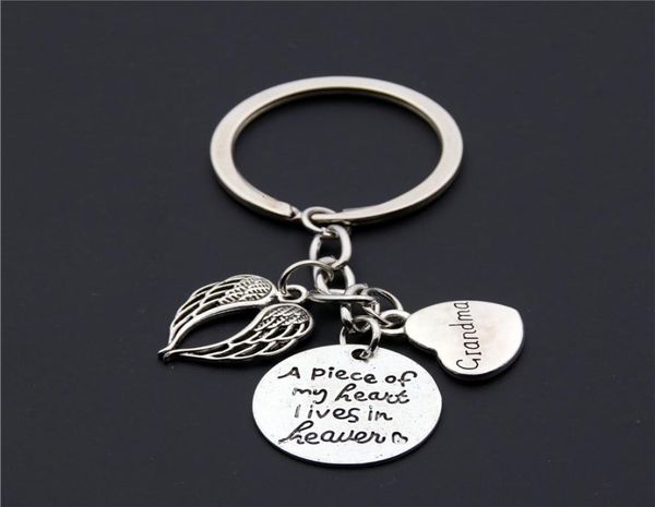 

ring keychain 1pc a piece of my heart is in heaven loss of mom dad ma memorial key rings bereavement family sympathy gift9850862, Silver