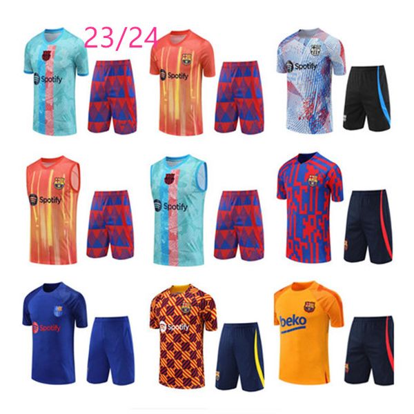 

21/22/23 men barcelona tracksuit soccer jersey barca set training suit 22 23 short sleeve vest suit tracksuits, Black