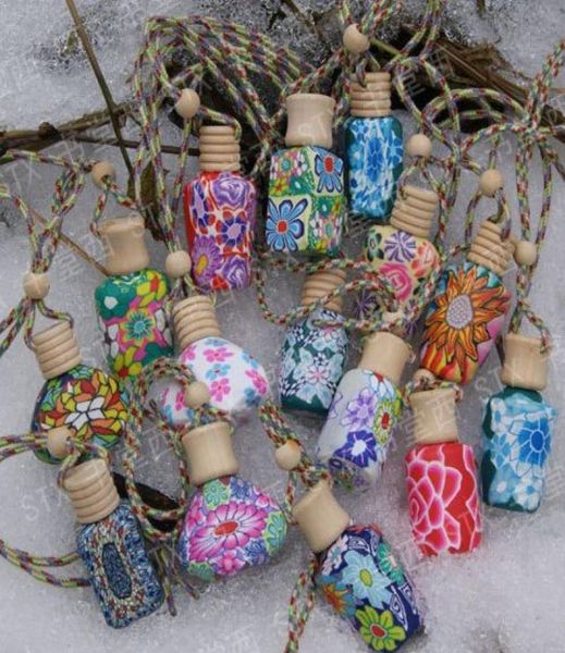 

15 ml car hang decoration ceramic polymer clay essence oil perfume bottle hang rope empty bottle xb13525633