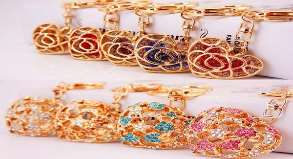 

rhinestone crystal moon star heart keychain keyring for car handbag chram key holder jewelry purse charms 9 styles6906337, Silver
