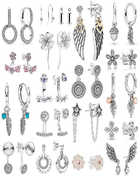 

new fashion 925 silver stud earrings pendant for womens luxury original fit heart flower rose classic earrings ladies gifts diy5220722, Golden;silver