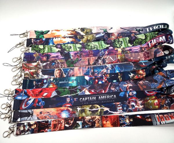 

10 pcs popular superheros mixed lanyard key chains neck lanyard gifts party favors h514407032, Slivery;golden