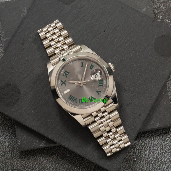 

luxury wristwatch brand new men's automatic watches datejust 126300 41mm slate roman dial with jubilee bracelet, Slivery;brown