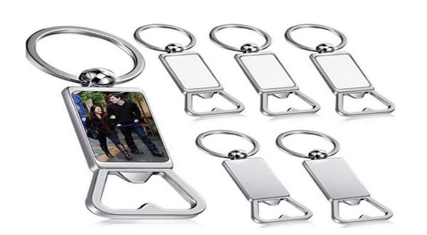 

sublimation blank beer bottle opener keychain metal heat transfer corkscrew key ring household kitchen tool whole5354390, Silver
