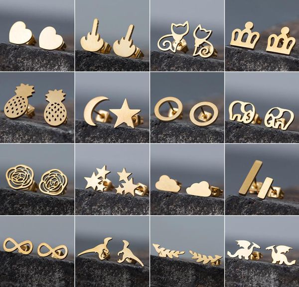 

gold korean minimalist golden iron stainless steel triangle stud earrings for women fashion jewelry accessories gift5257222, Golden;silver