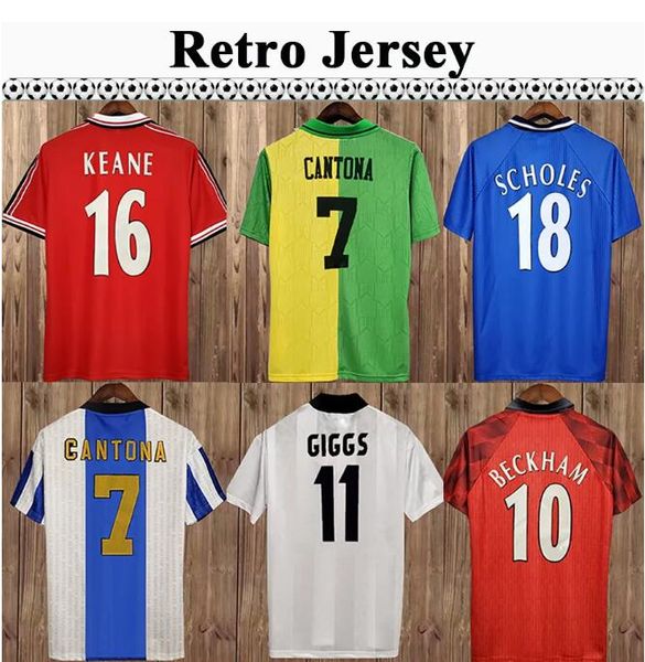 

retro united 1994 1996 1998 2000 2002 2004 soccer jersey man football giggs scholes beckham ronaldo cantona solskjaer manchester 07 08 93 94, Black;yellow