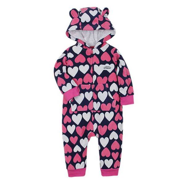 

jumpsuits jumpsuit 2022 spring autumn warm hoodie flower stripe wool newborn baby pajamas g220606, Blue