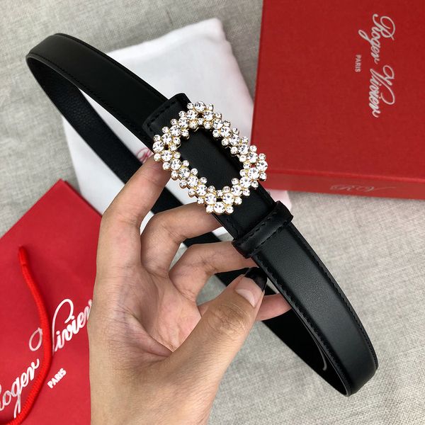 

roger vivier designer brands belt women luxurys designers diamond buckle real leather 2.4 cm, Black;brown