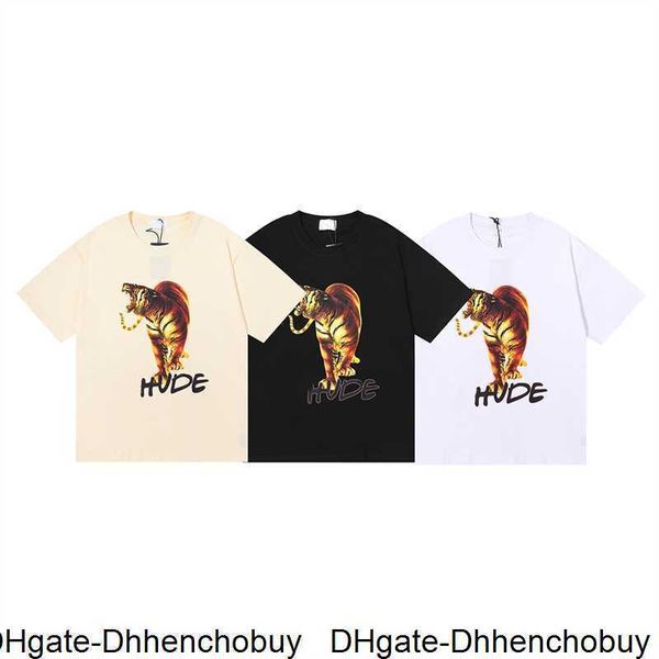 

mens tshirt usa brand rhude tee niche fashion tiger high-definition print heavy double yarn pure cotton short sleeved shirt for men and wome, White;black