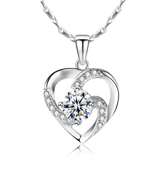 

pendant necklaces fashion jewelry sweet heart designer luxury white purple crystal 925 silver necklace with box chain whole5399593