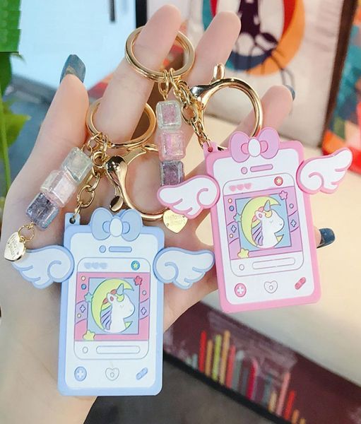 

creative mini unicorn notepad keychain cute little wing student notebook keychains pendants girl bag pendant keyring couple gifts2077104, Silver