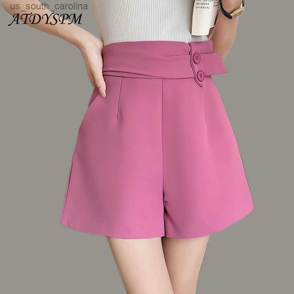 

high waist summer women suit shorts elegant office lady outwear wide leg a-line shorts casual fashion thin female short l230522, White;black