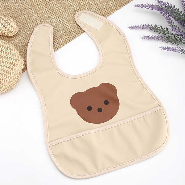 

bibs burp cloths bear waterproof pu cartoon girl boy meal anti dirt saliva bib baby feeding items for children g220605
