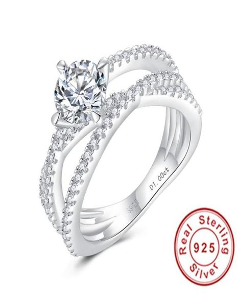 

wedding rings 18k white gold for women round cut mossinate diamond 925 silver band engagement bridal jewelry gift9477008, Slivery;golden
