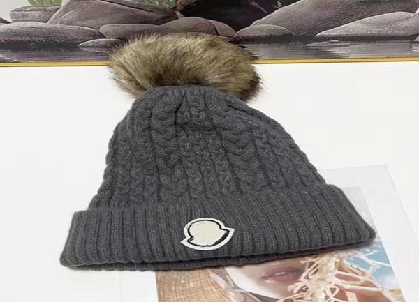 

winter caps hats women and men beanies with real raccoon fur pompoms warm girl cap snapback pompon beanie3017332, Blue;gray