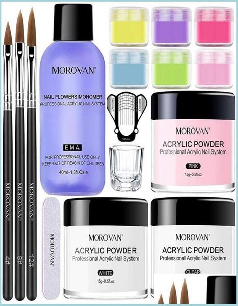 

nail art kits acrylic powder gel nail polish set crystal kit liquid with brush file nails art decoration extension manicure tools 9471580