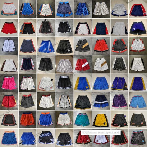 

2023 new all team basketball printed shorts sport wear with pocket zipper sweatpants hip pop pant printing man four sports any short, Black