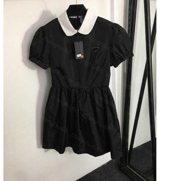

23ss womens designer clothing summer dresses women dress color matching doll collar bubble short-sleeved puffy dress womens clothing a1, Black;gray
