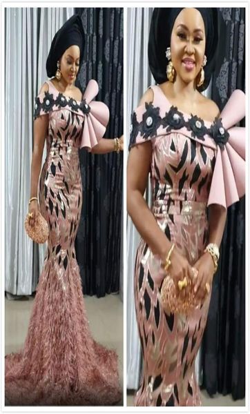 

2019 aso ebi arabic sparkly luxurious evening dresses lace feather prom dresses crystals formal party second reception gowns 2741641, Black