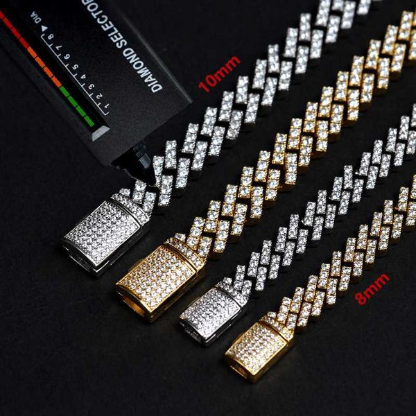 

factory direct gold jewelry box clasp iced out cubic zircon cuban chain, Silver