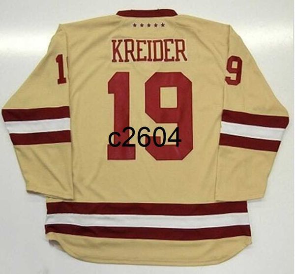 

c2604 vintage ncaa college eagles 19 chris kreider hockey jerseys cream stitched shirts mens m-xxxl, Black