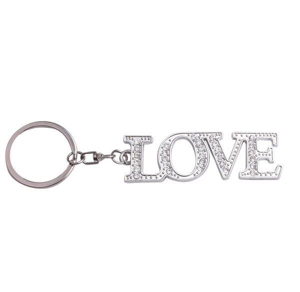 

romantic diamond letter keychain pendant metal love keyring couple key chain pendants fashion accessories gifts1296974, Silver