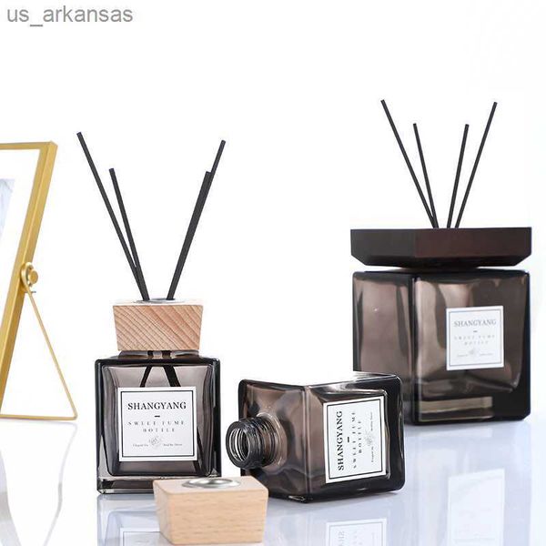 

1pc100ml/150ml/200ml empty reed diffuser bottle with natural square woode cap home fragrance bottle aromatherapy diffuser bottle l230523