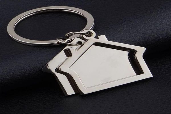 

10 pieceslot zinc alloy house shaped keychains novelty keyrings gifts for promotion house key ring3114139, Slivery;golden