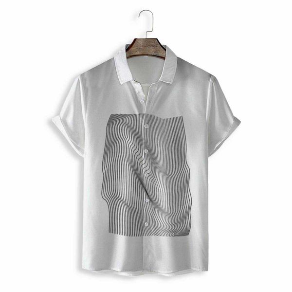 

line irregular summer casual beach shirts men's shorts sleeve hawaiian breathable fashion print tee for men srw, White;black