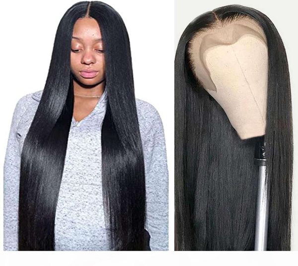 

28 30 32 inch front human hair wigs 13x4 frontal hoho brazilian straight 4x4 5x5 6x6 lace closure wig1599264, Black;brown