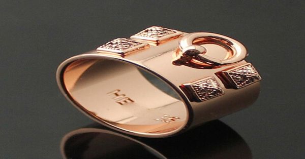 

titanium steel four rivets diamond ring couples ring buddhist monastic discipline rose gold ring size 6 7 8 97446907, Golden;silver