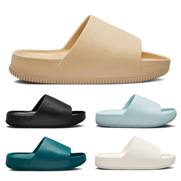 

2023 calm slide fashion designer sandals sail geode teal jade ice sesame outdoor beach mens women slipper, Black