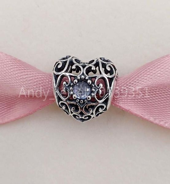 

andy jewel authentic 925 sterling silver beads march signature heart birthstone charm charms fits european style jewelry bracelets & necklac, Black