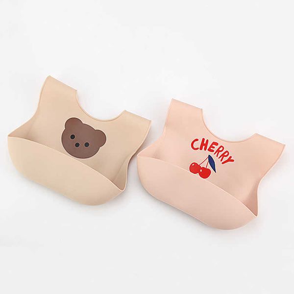 

bibs burp cloths waterproof soft silicone bib cute cartoon printing girls boys adjustable bibs for children baby lunch g220605