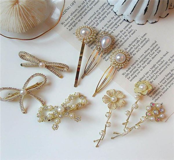 

vintage pearl women hair clips rhinestone women designer hair clips fashion girls barrettes hair accessories for women bb clip5344084, Slivery;white