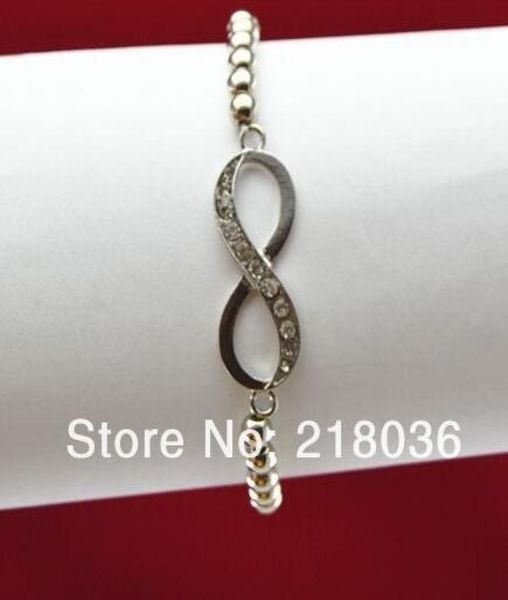 

whole fashion antique silver infinite 8 words half rhinestones stainless steel nail charm braclets bangles diy jewelry9075837, Black